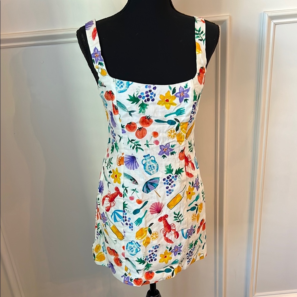 Colorful Floral and Fruit Print Dress